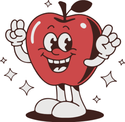 Cute Animated Apple Mascot Free SVG File for Members - Cartoon Fruit Character Design