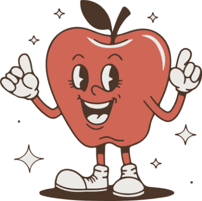 Smiling Apple Mascot Free SVG File for Members - Cute Animated Fruit Design