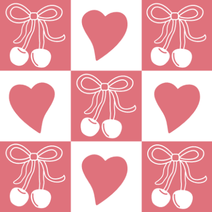 Hearts and Cherry Bow Pattern Free SVG File for Members - Cute Tote Bag Design