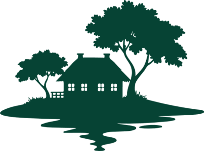 Lakeside Cabin with Trees Free SVG File for Members - Farmhouse Wall sticker