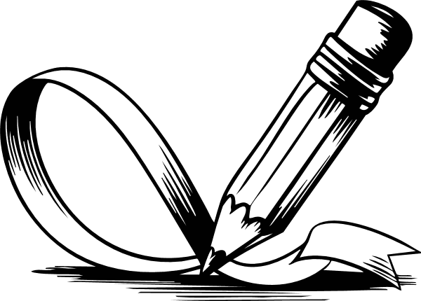 Pencil Ribbon drawing Free SVG File – Back to School clipart image