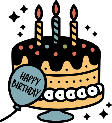 Happy Birthday cake and balloon Free SVG File - party decor