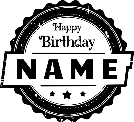 Happy Birthday with custom name frame Free SVG File – personalized stamp