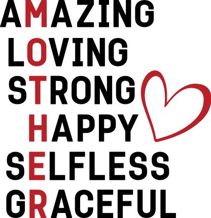 Amazing, loving, strong, happy, selfless, graceful Free SVG File for Members – Mother's Day