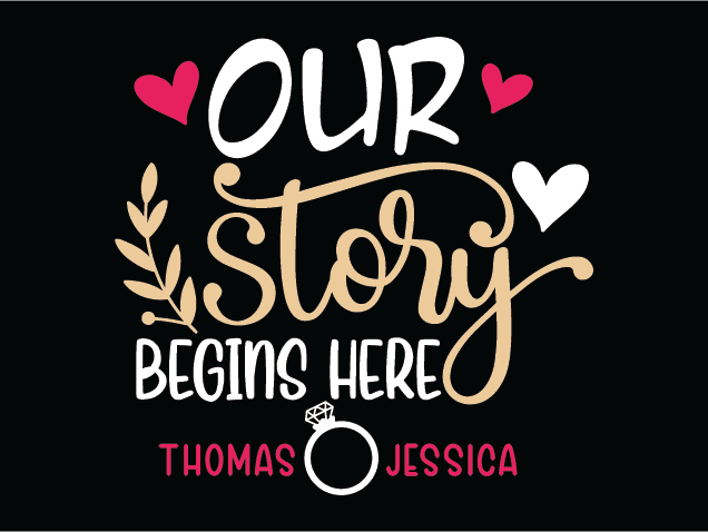 Our Story Begins Here Free SVG File for Members – customized wedding sign