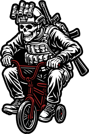 Tactical Skeleton on Tricycle Free SVG File for Members - Funny Soldier sticker