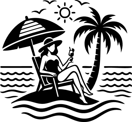 Beach Woman Relaxing Free SVG File for Members – beach scene sticker