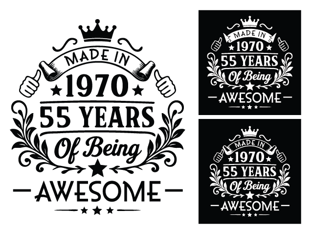 Made in 1970, 55 years of being awesome Free SVG File Bundle for Members – Personalized Birthday Gift