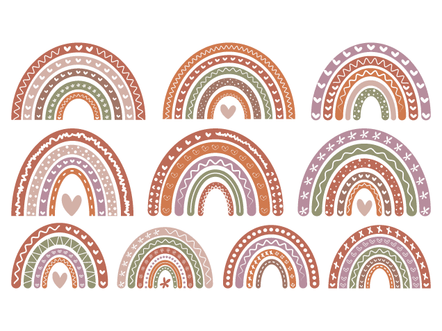 Rainbow with heart Free SVG File Bundle for Members – clipart image