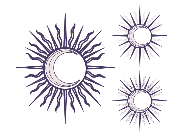 Celestial Moon and Sun Rays Free SVG File Bundle for Members – Boho clipart image