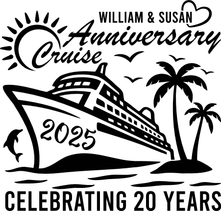 Anniversary Cruise, celebrating 20 years Free SVG File for Members - couple matching tshirt design