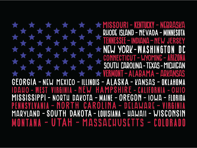 USA Flag with All States names Free SVG File for Members - patriotic tshirt design