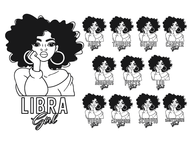 Libra girl, Aries, Taurus, Gemini, Zodiac Bundle Free SVG File for Members – Astrology SVG