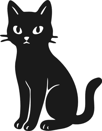 Scary Sitting Cat silhouette Free SVG File – halloween black cat clipart image