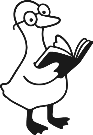 Duck with glasses, reading a book Free SVG File – Bird with book clipart, school decor