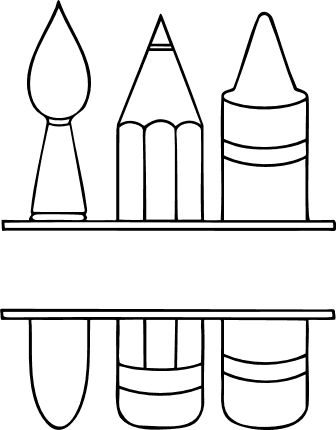 Pencil, Brush and Crayon split text frame Free SVG File – back to school svg