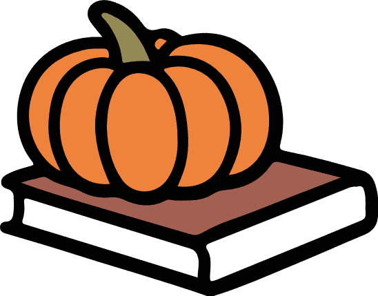 Pumpkin on Book Free SVG File for Members – Fall, Thanksgiving day clipart image