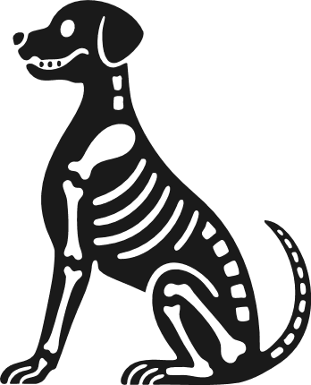 Skeleton Dog silhouette Free SVG File – Spooky dog clipart image