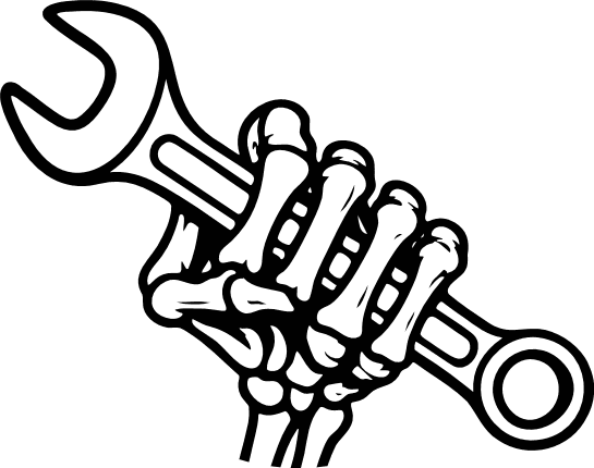 Skeleton Hand holding wrench free svg file - mechanic tool clipart image