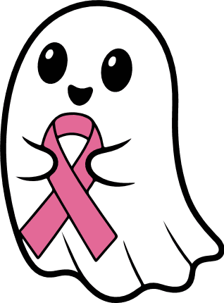 Cute Ghost Holding a Pink Ribbon Free SVG File for Members – Breast Cancer Awareness clipart