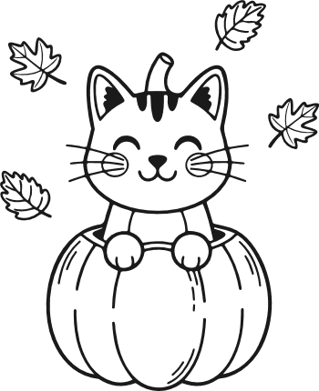 Cute Cat rising out of pumpkin Free SVG File – Fall Clipart