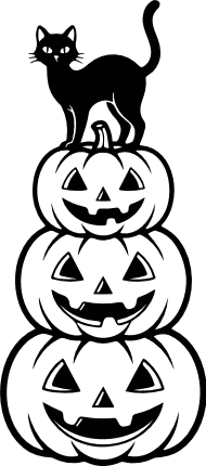 Cat on pumpkin stack Free SVG File  – Spooky Halloween Clipart