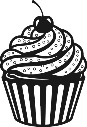 Cupcake with Frosting and Cherry on top silhouette Free SVG File for Members – Dessert Clipart