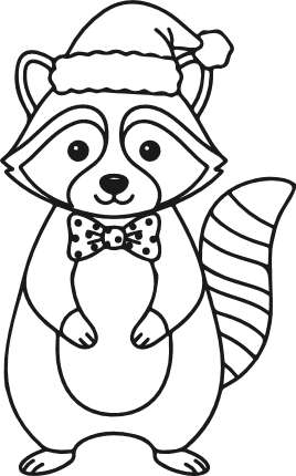 Cute Raccoon wearing santa hat Free SVG File – Christmas clipart image