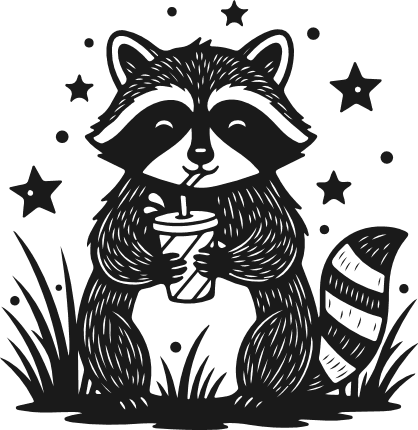 Cute Raccoon sipping drink with a straw Free SVG File – Animal clipart