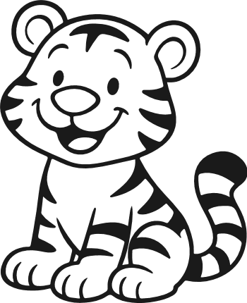 Cute Baby Tiger Sitting Free SVG File – Cartoon tiger clipart image