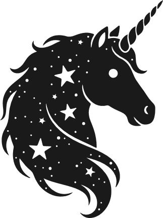 Unicorn head silhouette Free SVG File – Magical Horse Clipart image
