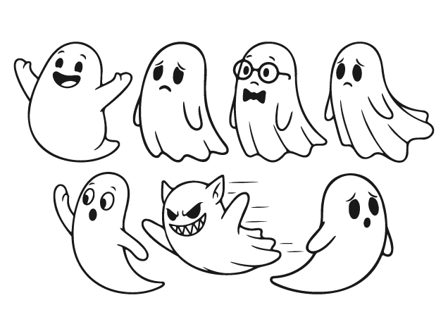 Cute Ghost characters Free SVG File Bundle for Members – Halloween Clipart