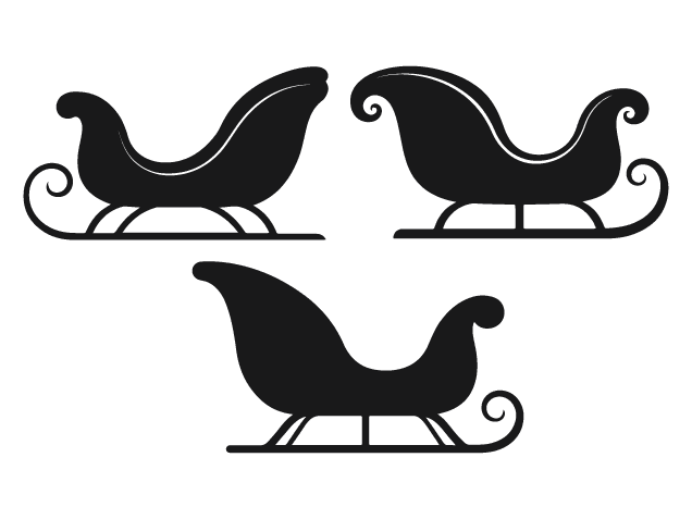 Santa Sleigh silhouette Free SVG File Bundle for Members – Christmas Sleigh Clipart
