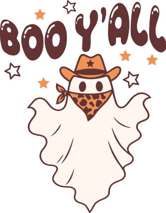 Boo Y’all Free SVG File for Members – Western Halloween tshirt design with ghost