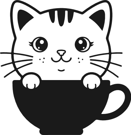 Cute Cat in Coffee Cup Free SVG File – kitty clipart image