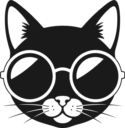 Cool Cat Face with Sunglasses silhouette Free SVG File – Adorable cat clipart