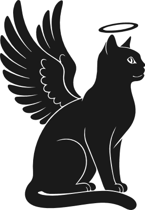 Angel Cat with wings and halo silhouette Free SVG File – Pet Memorial clipart