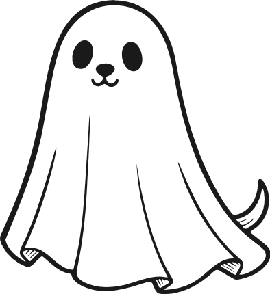 Cute dog dressed as a ghost Free SVG File – Halloween ghost dog clipart