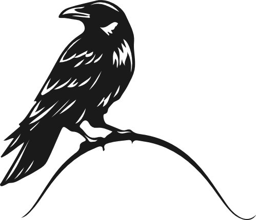 Raven sitting on a branch silhouette Free SVG File – crow clipart