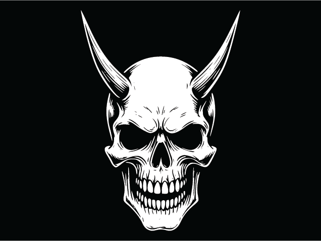 Devil Skull with long sharp horns Free SVG File for Members – Halloween Skull clipart