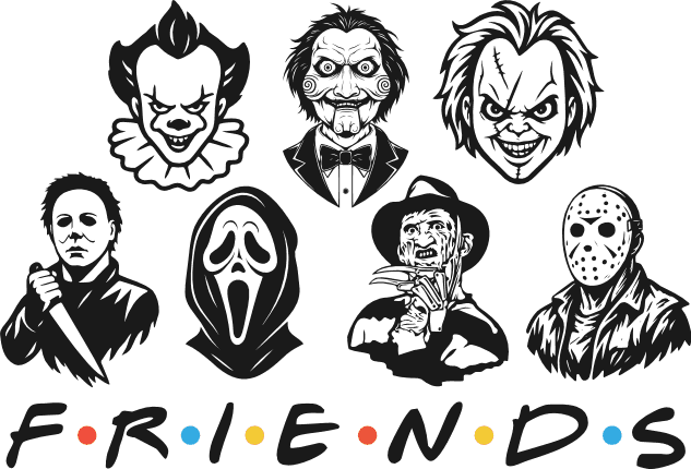 Friends, Horror Characters, Masked man Free SVG File for Members – Halloween tshirt design