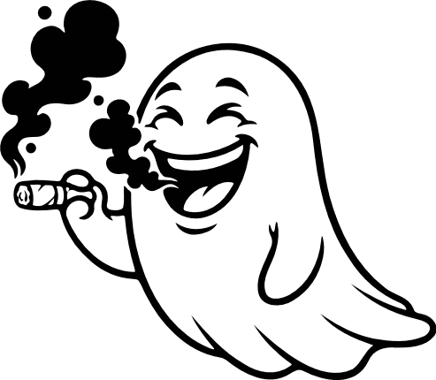 Ghost Smoking a cigar with smoke swirling up Free SVG File for Members – Spooky clipart