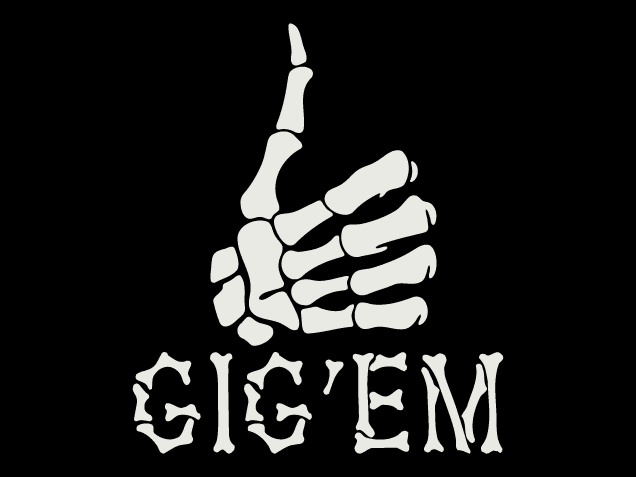 Gig Em, Skeleton Hand thumbs up Free SVG File for Members – funny halloween tshirt design