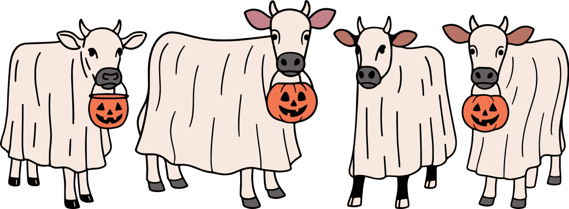 Spooky Cows holding pumpkin bucket Free SVG File for Members – halloween clipart