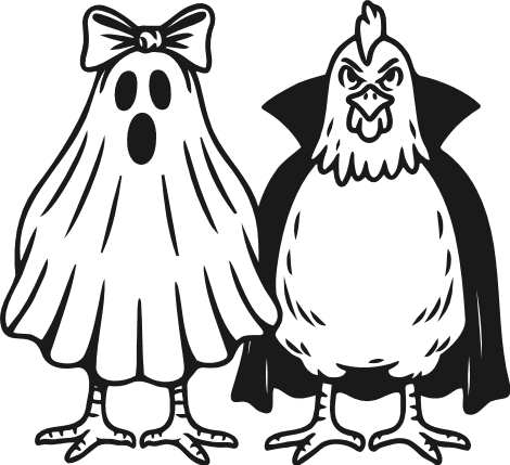 Ghost Hen and Vampire Rooster Free SVG File for Members – halloween farm animal clipart