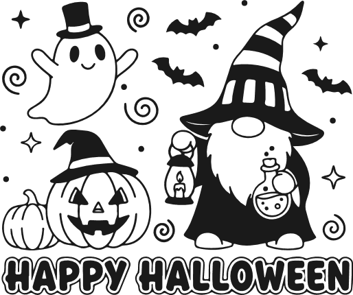 Happy Halloween Free SVG File for Members – Gnome, Ghost, Halloween sign