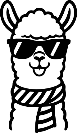 Cool llama wearing sunglasses and a striped scarf Free SVG File – Animal clipart