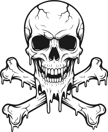 Melting Skull and crossbones Free SVG File for Members – Scary Halloween clipart