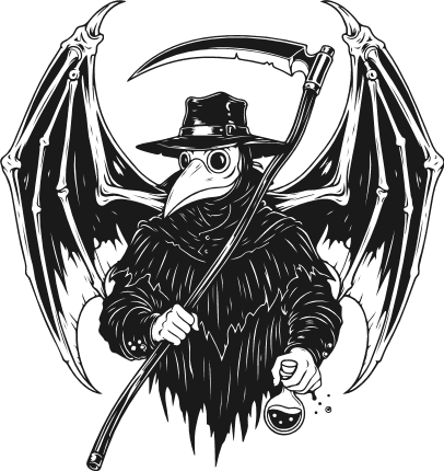 Plague Doctor with wings, scythe, and potion Free SVG File for Members – halloween clipart