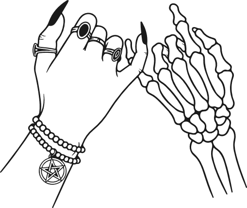Woman and Skeleton Hand making a pinky promise Free SVG File for Members – spooky love clipart